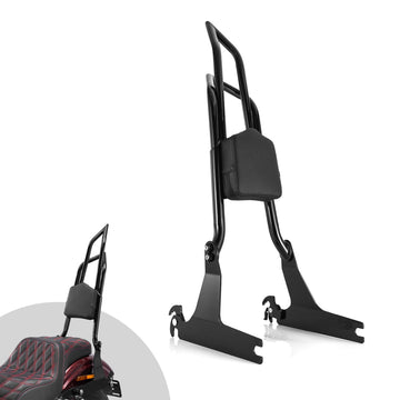 For Harley Dyna Low Rider/Super Glide Gloss Black Dual Sharp-Angle Sissy Bar - Mofun - 90302198