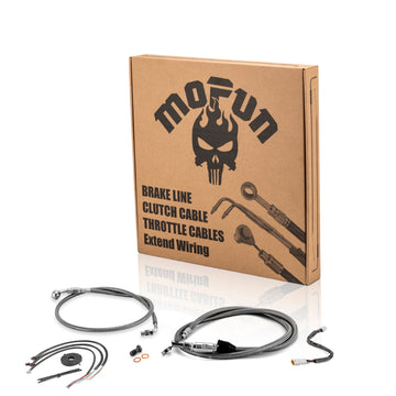 For Harley Softail Fat Bob/Low Rider w/ABS Models Extended Length TBW, ABS Hydraulic Front Brake Line and Clutch Cable Kit (for 16"-18" Handlebar (ABS)) - Mofun - 90109062