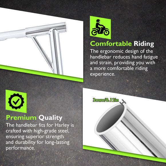 For Harley Sportster/Dyna/Softail/Road Glide/Road King 12" Handlebar Ape Hanger Bar - Mofun - 90101752
