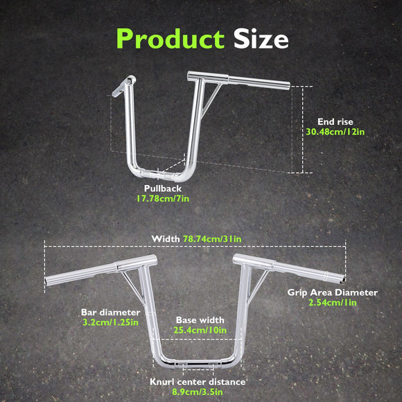 For Harley Sportster/Dyna/Softail/Road Glide/Road King 12" Handlebar Ape Hanger Bar - Mofun - 90101752