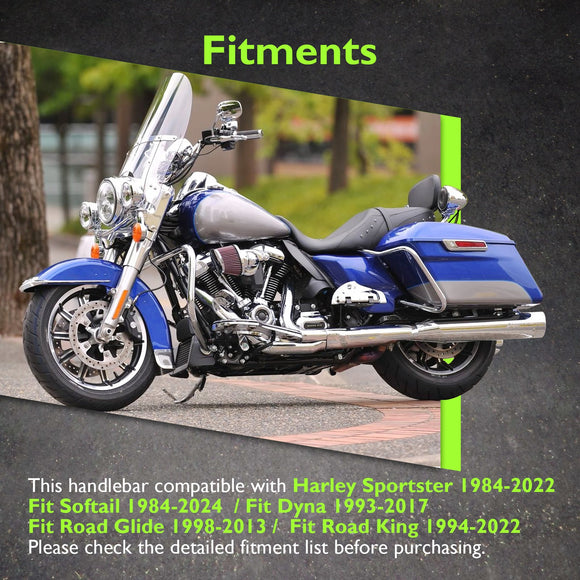 For Harley Sportster/Dyna/Softail/Road Glide/Road King 12" Handlebar Ape Hanger Bar - Mofun - 90101752