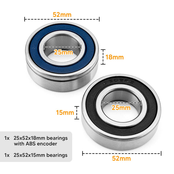 Front Wheel Bearing & Seal Kit for 2008 - 2024 Harley FLHT, FLHX, FLHR, FLTR (w/ ABS) - Mofun - 90213009