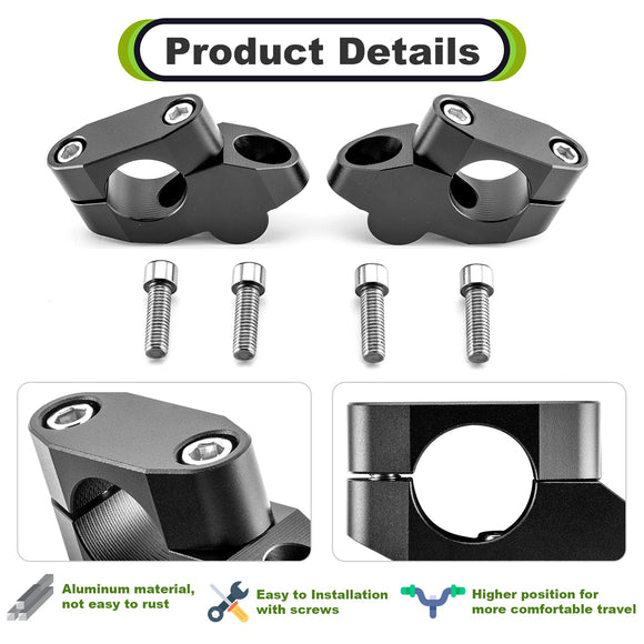 Gloss Black Handlebar Riser Universal Fit Harley Kawasaki Honda Suzuki Yamaha for 1 1/8" Handlebars - Mofun - 90102021