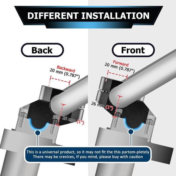 Gloss Black Handlebar Riser Universal Fit Harley Kawasaki Honda Suzuki Yamaha for 1 1/8" Handlebars - Mofun - 90102021