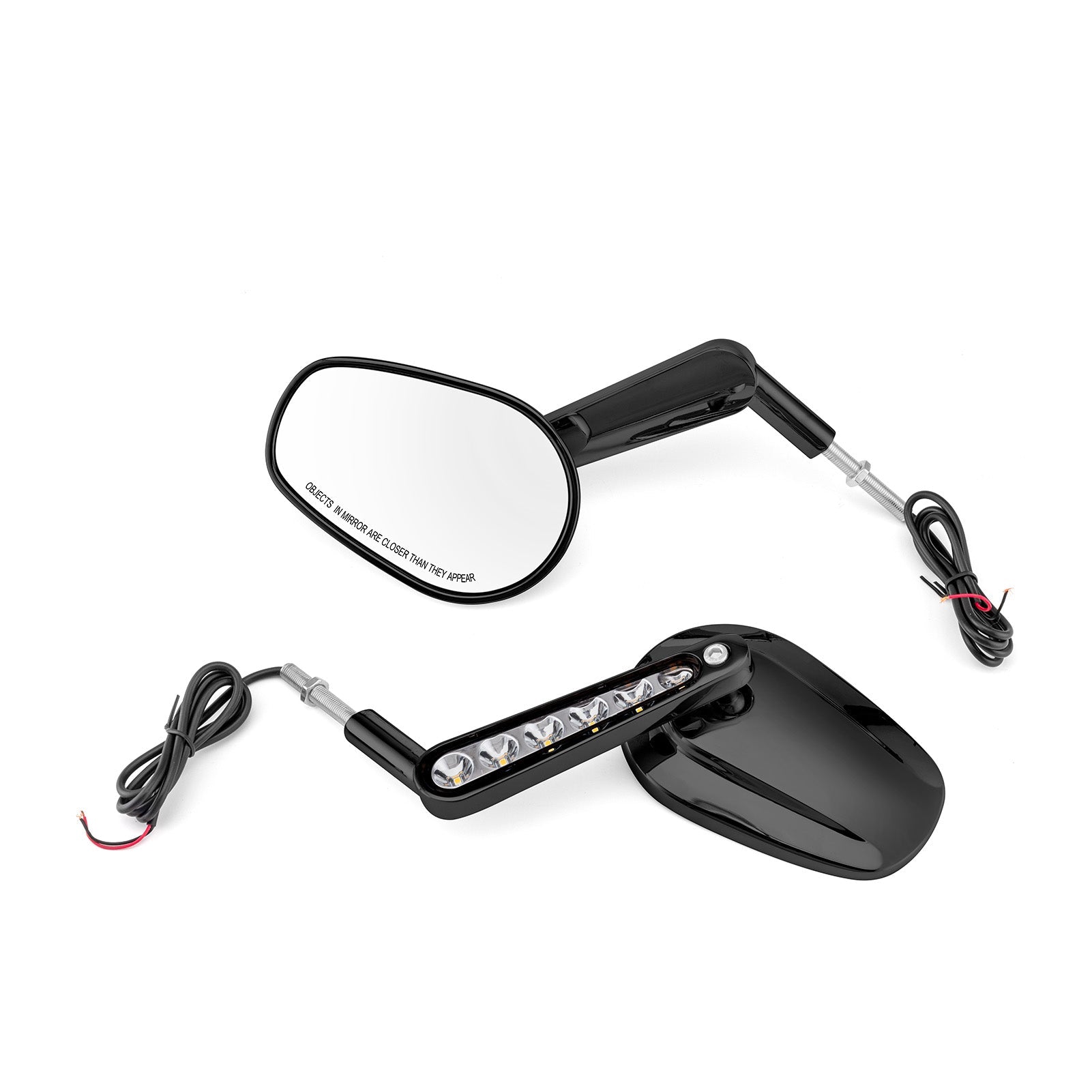 Harley Muscle Rear View Mirrors w/ LED Turn Signal | Black CNC Aluminium - Mofun - 90106027