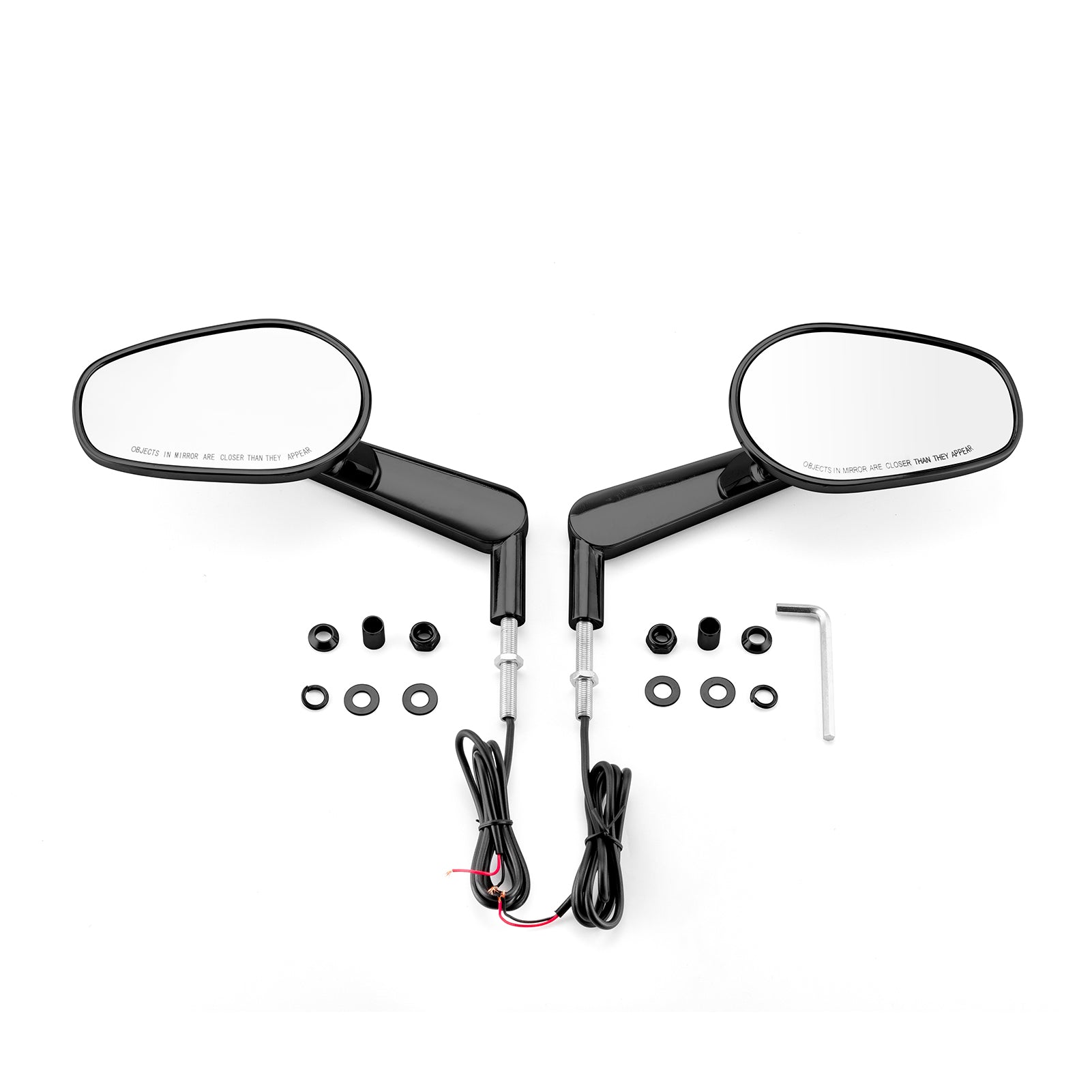 Harley Muscle Rear View Mirrors w/ LED Turn Signal | Black CNC Aluminium - Mofun - 90106027