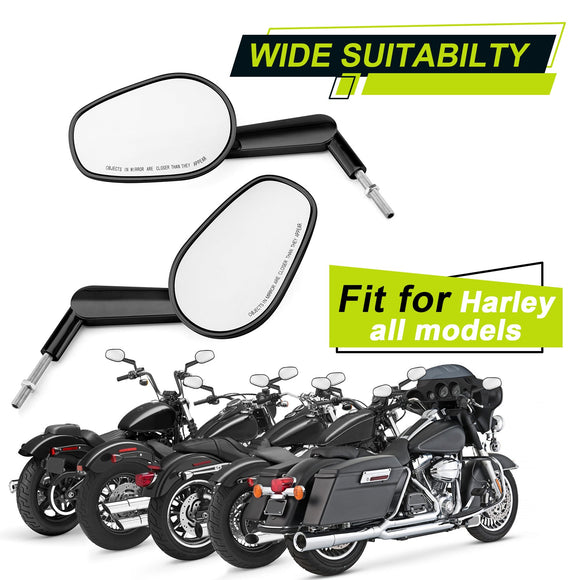 Harley Muscle Rear View Mirrors w/ LED Turn Signal | Black CNC Aluminium - Mofun - 90106027
