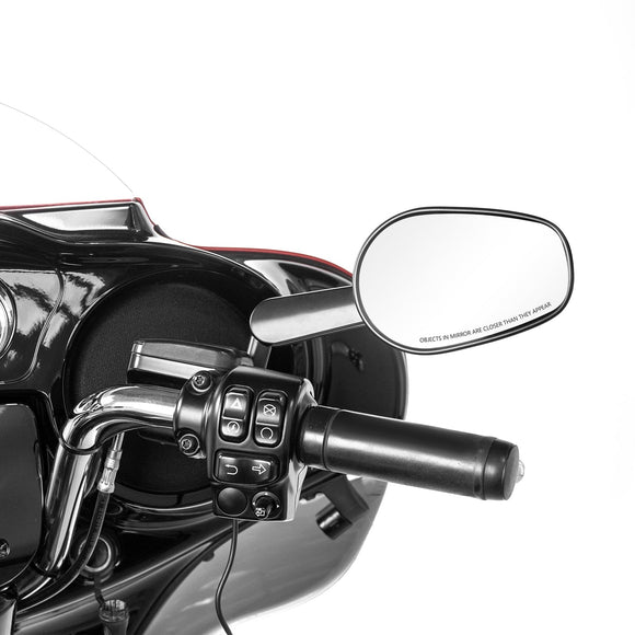 Harley Muscle Rear View Mirrors w/ LED Turn Signal | Black CNC Aluminium - Mofun - 90106027