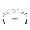 Harley Muscle Rear View Mirrors w/ LED Turn Signal | Chrome CNC Aluminium - Mofun - 90106026