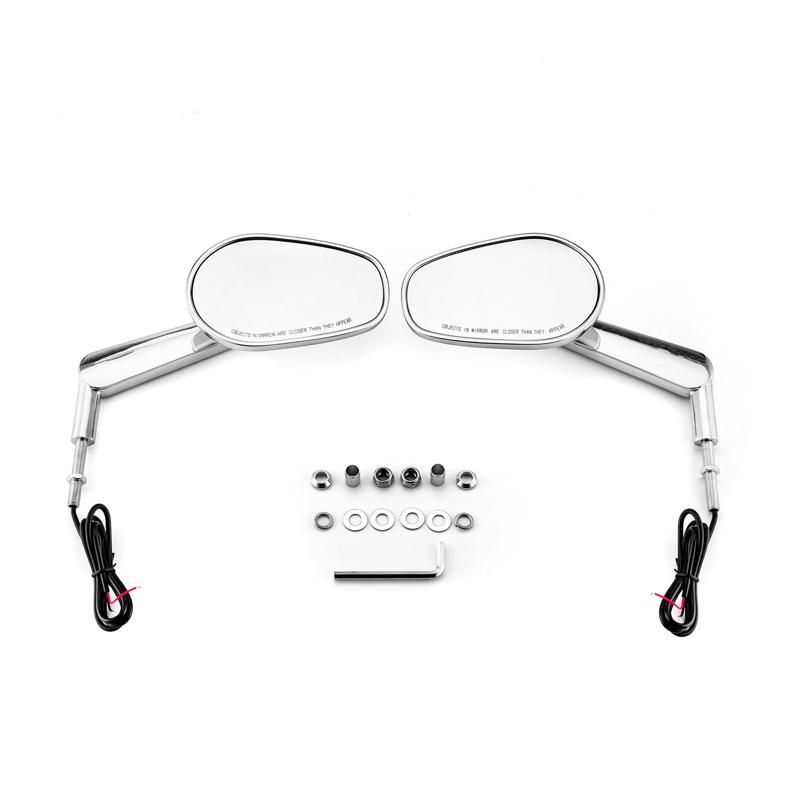 Harley Muscle Rear View Mirrors w/ LED Turn Signal | Chrome CNC Aluminium - Mofun - 90106026