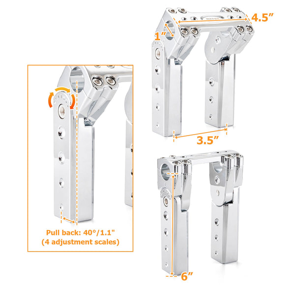 Harley Road Glide Road King Sportster Pull Back Adjustable 6" Height Handlebar Riser - Mofun - 90103413