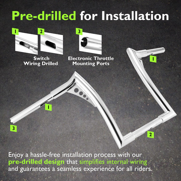 Harley Road Glide Road King Sportster Softail Dyna 12" APE Hanger Bar - Sharp Handlebar - Mofun - 90101551