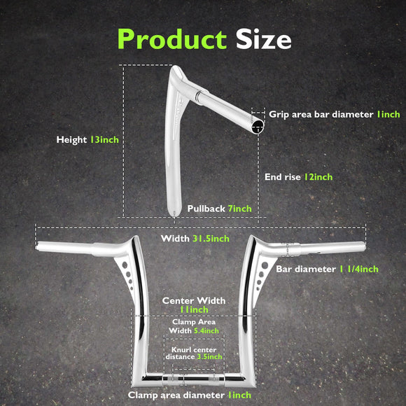 Harley Road Glide Road King Sportster Softail Dyna 12" APE Hanger Bar - Sharp Handlebar - Mofun - 90101551