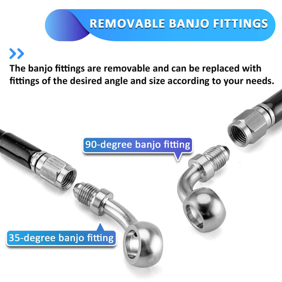 Harley Softail Deluxe / Fat Boy / Rocker 45" Extended Length Non - ABS Hydraulic Front Brake Line Kit for 12" - 14" Handlebar - Mofun - 90110361