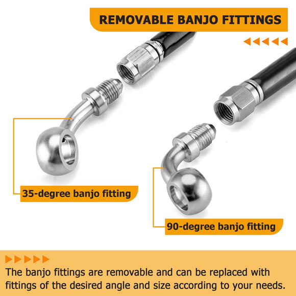 Harley Softail Deluxe / Rocker / Fat Boy 47" Extended Length Non - ABS Hydraulic Front Brake Line Kit for 16" - 18" Handlebar - Mofun - 90110363