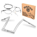 Harley Softail Deluxe/Fat Boy/Rocker Chrome 12" Monkey Bagger Bar Handlebar with Non - ABS Cable Kit - Mofun - 90101171+90109221