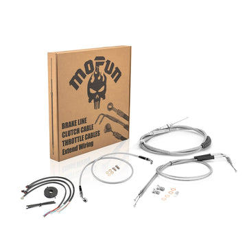 Harley Softail Deluxe/Fat Boy/Rocker Non - ABS Extended Handlebar Throttle and Idle Cable&Clutch Cable&Front Brake Line (for 10" - 12" Handlebar) - Mofun - 90109263