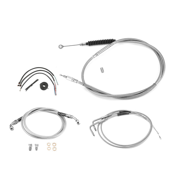 Harley Softail Deluxe/Fat Boy/Rocker Non - ABS Extended Handlebar Throttle and Idle Cable&Clutch Cable&Front Brake Line (for 10" - 12" Handlebar) - Mofun - 90109264