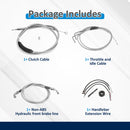 Harley Softail Deluxe/Fat Boy/Rocker Non - ABS Extended Handlebar Throttle and Idle Cable&Clutch Cable&Front Brake Line (for 12" - 14" Handlebar) - Mofun - 90109266