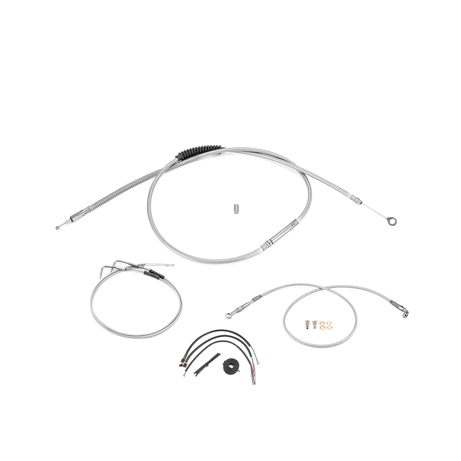 Harley Softail Deluxe/Fat Boy/Rocker Non - ABS Extended Handlebar Throttle and Idle Cable&Clutch Cable&Front Brake Line (for 12