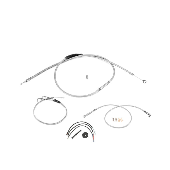 Harley Softail Deluxe/Fat Boy/Rocker Non - ABS Extended Handlebar Throttle and Idle Cable&Clutch Cable&Front Brake Line (for 12" - 14" Handlebar) - Mofun - 90109266
