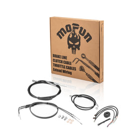 Harley Softail Deluxe/Fat Boy/Rocker Non - ABS Extended Handlebar Throttle and Idle Cable&Clutch Cable&Front Brake Line (for 12" - 14" Handlebar) - Mofun - 90109266
