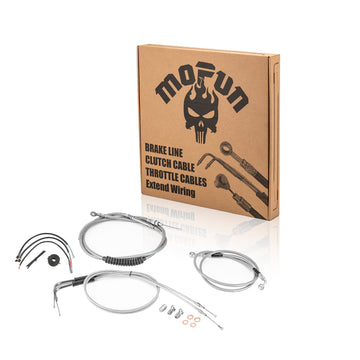 Harley Softail Deluxe/Fat Boy/Rocker Non - ABS Extended Handlebar Throttle and Idle Cable&Clutch Cable&Front Brake Line (for 12" - 14" Handlebar) - Mofun - 90109265