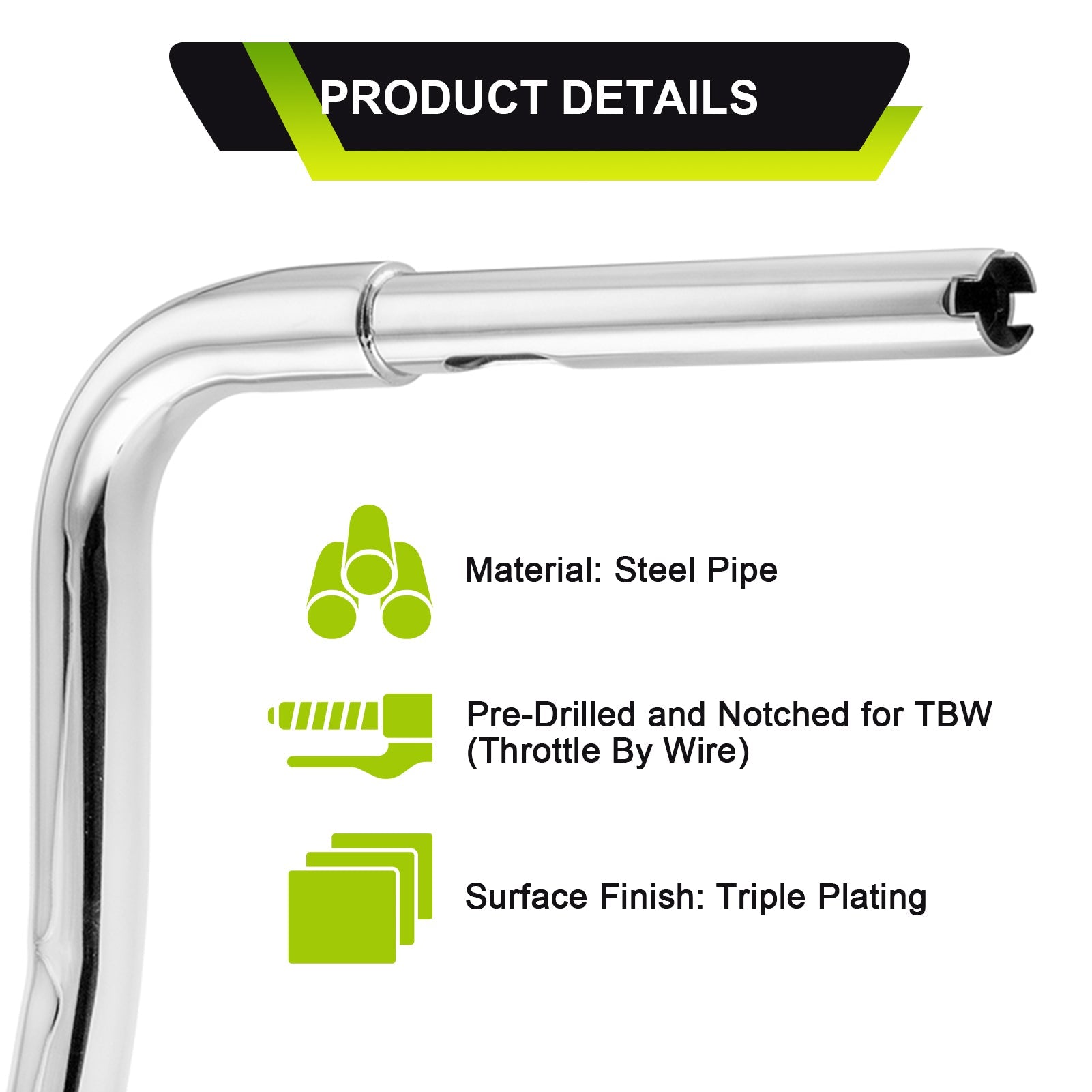 Harley Softail Fat Bob FXFB Breakout FXSB Chrome 1.25" Clamp 14" Rise Ape Hanger Handlebar - Mofun - 90101135