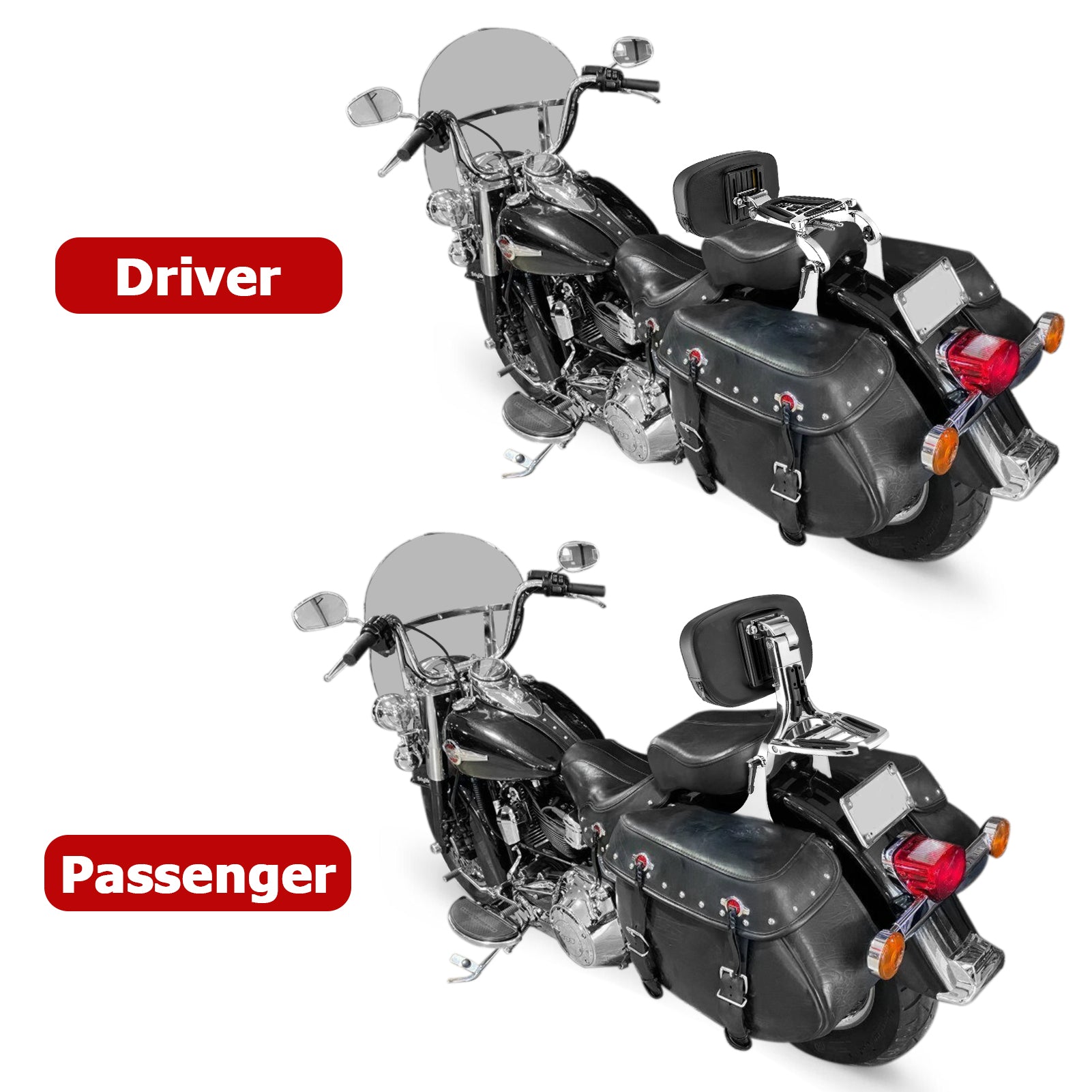 Harley Softail FLST FLSTC FLSTS FLSTSC Chrome Multi - Purpose Adjustable Backrest Kit - Mofun - 90302150