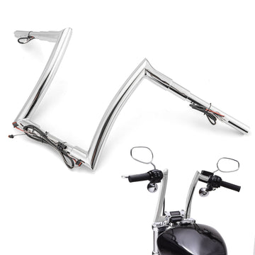 Harley Softail/Sportster/Touring Road King 12" Rise 1" Diameter Pre - wired Handlebar Horn Style Ape Bar - Mofun - 90101651