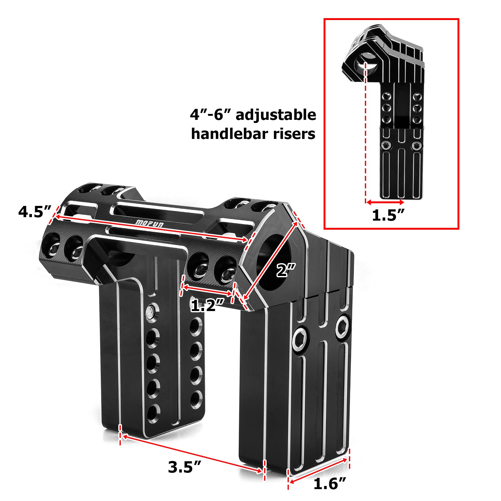 Harley Sportster 1000 1200 883 Adjustable 4" - 6" Height 1" Clamp Diameter Handlebar Riser - Mofun - 90103013