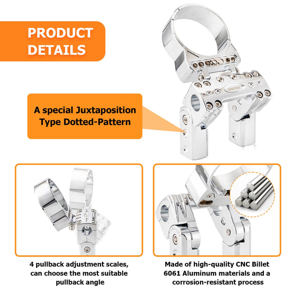 Harley Sportster 1200&883 Dyna Models Pull Back Adjustable 4" / 6" Handlebar Riser - Mofun - 90103015