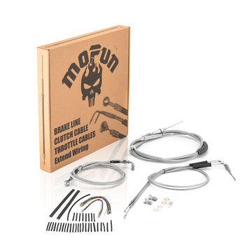 Harley Sportster XL883L / XL 1200N Non - ABS Extended Length Throttle and Idle Cable, Non - ABS Hydraulic Front Brake Line and Clutch Cable Kit (for 12" - 14" Handlebar) - Mofun - 90109273