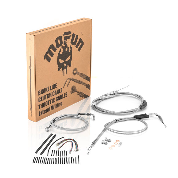 Harley Sportster XL883L / XL 1200N Non - ABS Extended Length Throttle and Idle Cable, Non - ABS Hydraulic Front Brake Line and Clutch Cable Kit (for 12" - 14" Handlebar) - Mofun - 90109273