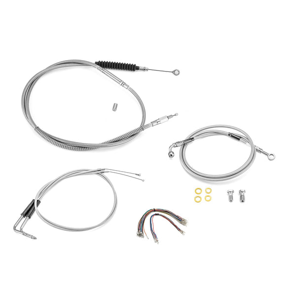 Harley Sportster XL883L / XL 1200N Non - ABS Extended Length Throttle and Idle Cable, Non - ABS Hydraulic Front Brake Line and Clutch Cable Kit (for 12" - 14" Handlebar) - Mofun - 90109274
