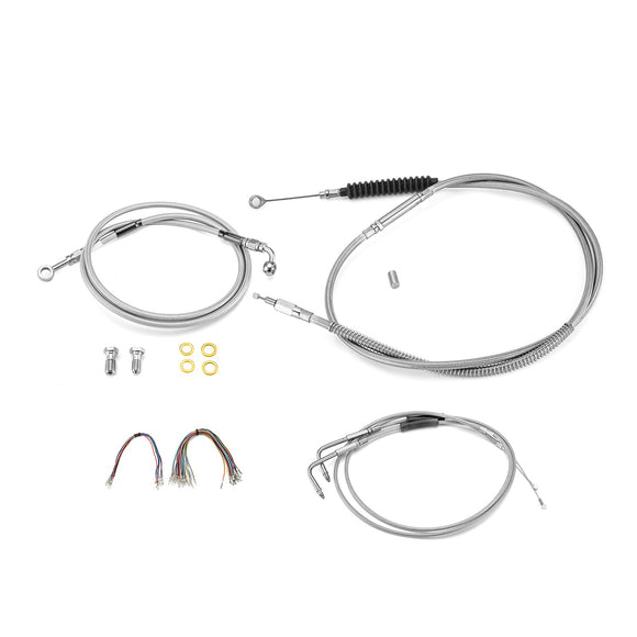 Harley Sportster XL883L / XL 1200N Non - ABS Extended Length Throttle and Idle Cable, Non - ABS Hydraulic Front Brake Line and Clutch Cable Kit (for 12" - 14" Handlebar) - Mofun - 90109274