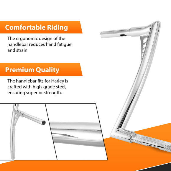Harley Touring Sportster Softail Dyna Road King Road Glide 14" APE Hanger Bar - Sharp Handlebar - Mofun - 90101553