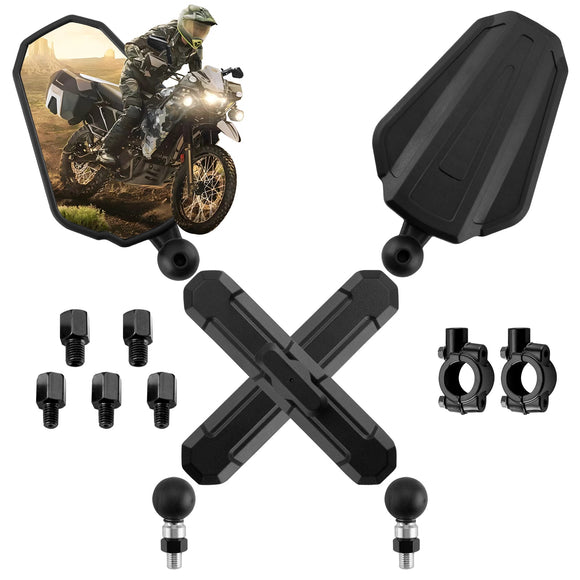 Honda Yamaha Kawasaki Suzuki Motorcycles Mirrors Rearview Side Mirror for 8mm/10mm Mounting Holes - Mofun - 90106033