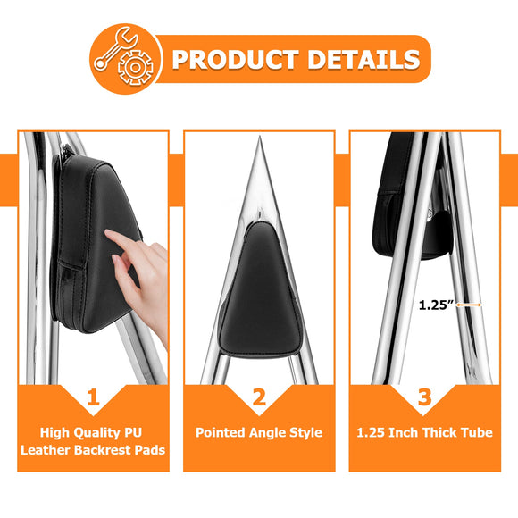 Indian Challenger Vintage Chieftain Roadmaster 1.3" Fat Bar Quick Detachable Passenger Backrest Sissy Bar - Mofun - 90302148