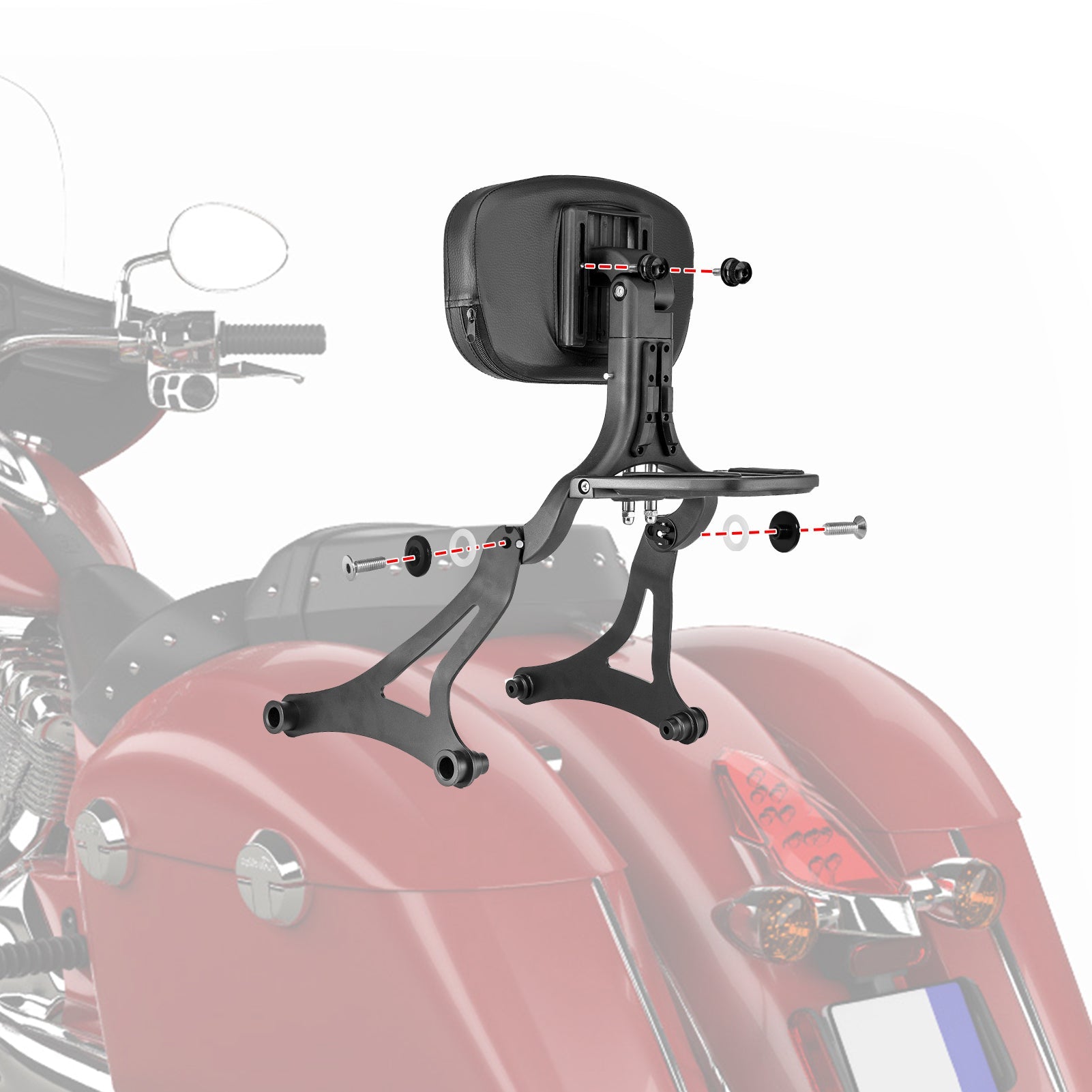 Indian Hard Saddlebag 2014 - 2025 Models Matte Black Multi - Purpose Adjustable Passenger Driver Backrest - Mofun - 90302145