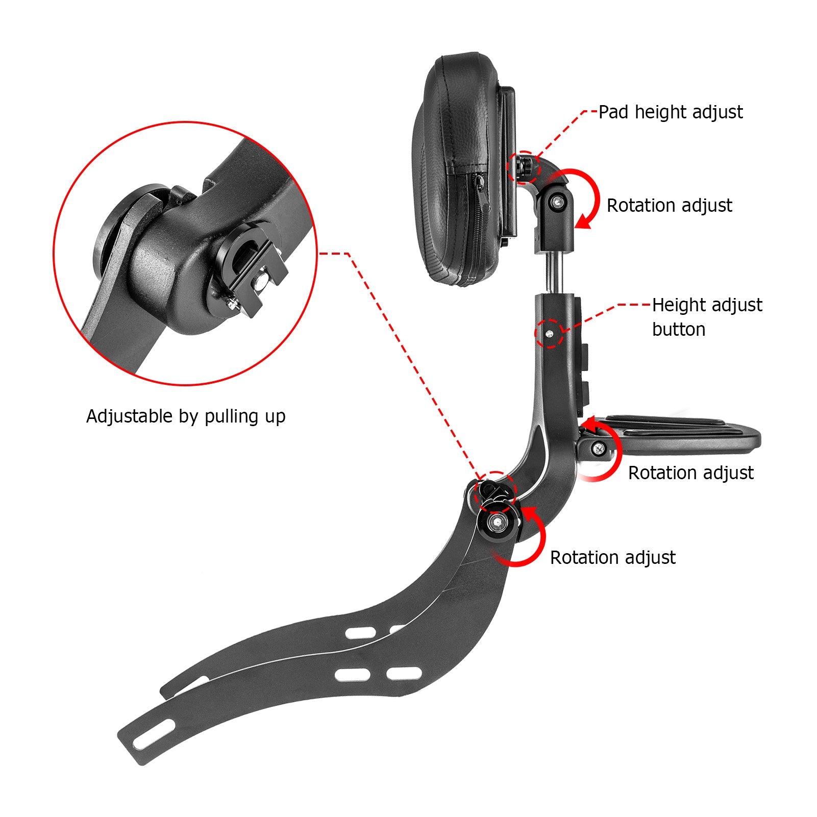 Indian Scout Bobber Steel & Aluminum Multi Purpose Adjustable Passenger Driver Backrest - Mofun - 90302143