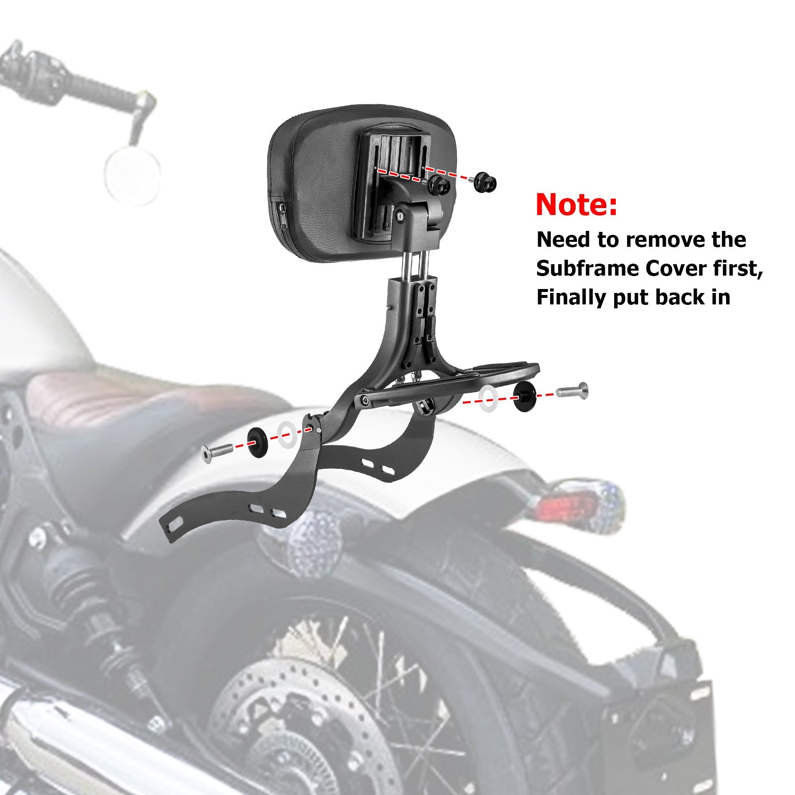 Indian Scout Bobber Steel & Aluminum Multi Purpose Adjustable Passenger Driver Backrest - Mofun - 90302143