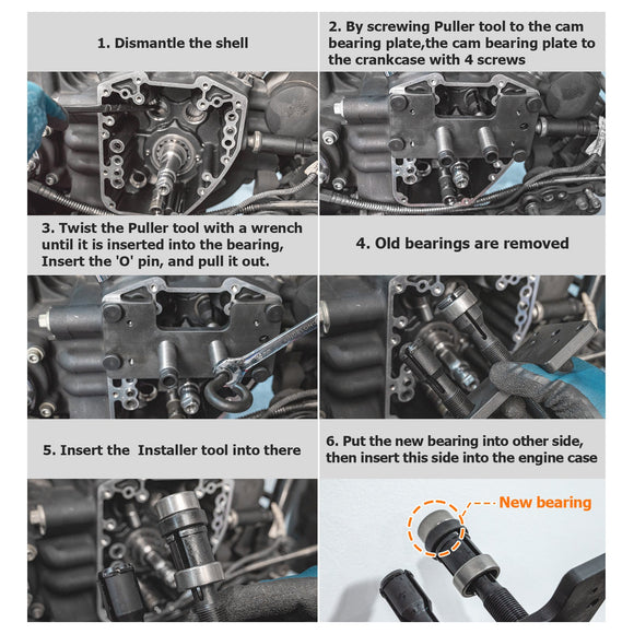 Inner Cam Camshaft Needle Bearing Installer & Puller Fit for 1999 - 2017 Harley Twin Cam - Mofun - 90901021