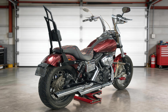 For Harley Dyna Low Rider/Super Glide Gloss Black Dual Sharp-Angle Sissy Bar