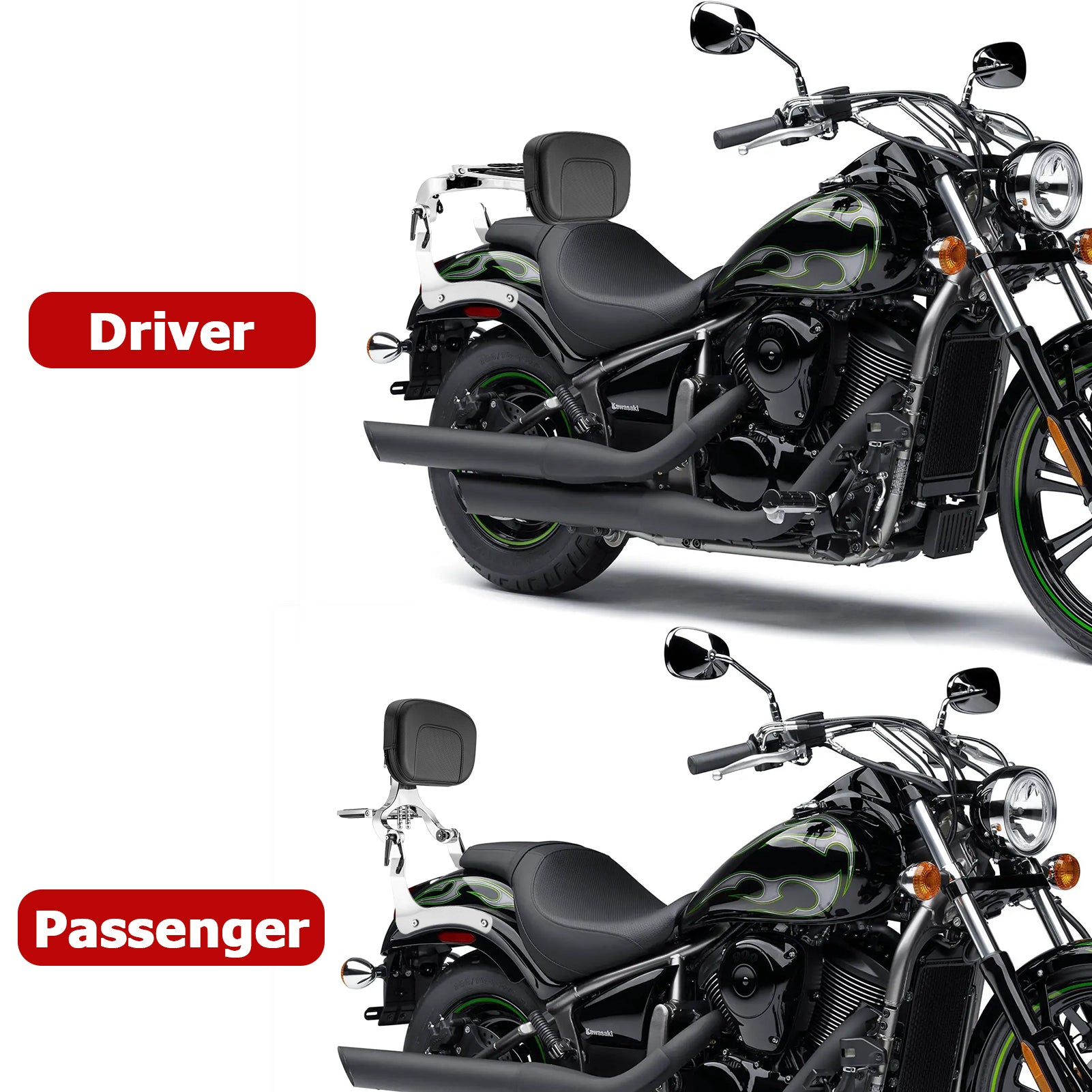 Kawasaki Vulcan 900 2000 Chrome Multi - Function Foldable Passenger Driver Backrest Sissy Bar - Mofun - 90302165