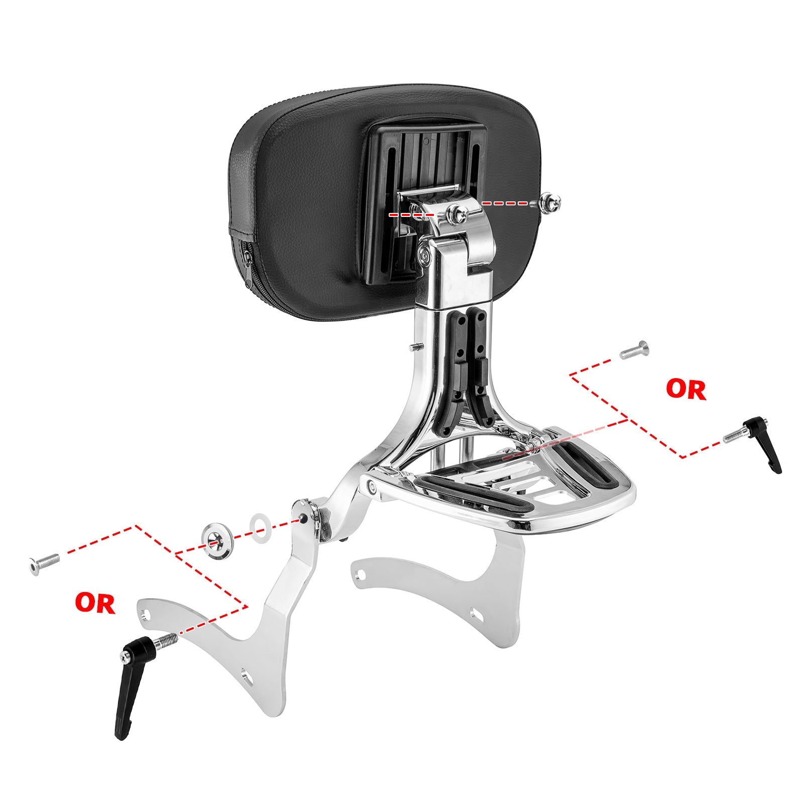 Kawasaki Vulcan 900 2000 Chrome Multi - Function Foldable Passenger Driver Backrest Sissy Bar - Mofun - 90302165