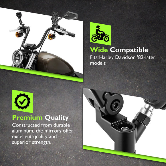 Multi - Angle Adjustable Motorcycle Mirrors with Phone Holder for Harley Davidson 1984 - later Models - Mofun - 90106035