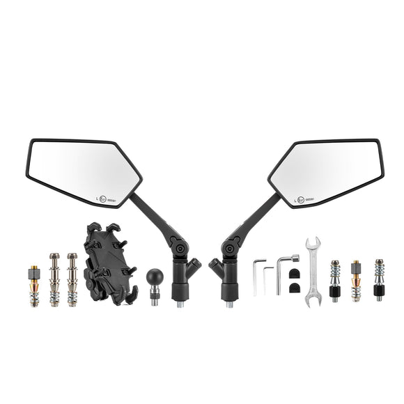 Multi - Angle Adjustable Motorcycle Mirrors with Phone Holder for Harley Davidson 1984 - later Models - Mofun - 90106035