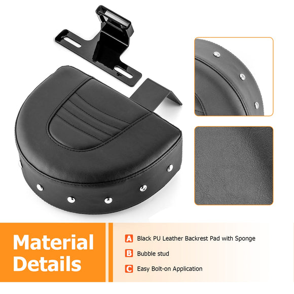 Pu Leather & Steel Driver Backrest Mount Kit Fit for 1993 - 2006 Harley Heritage Softail w/ Stock Seats - Mofun - 90301011