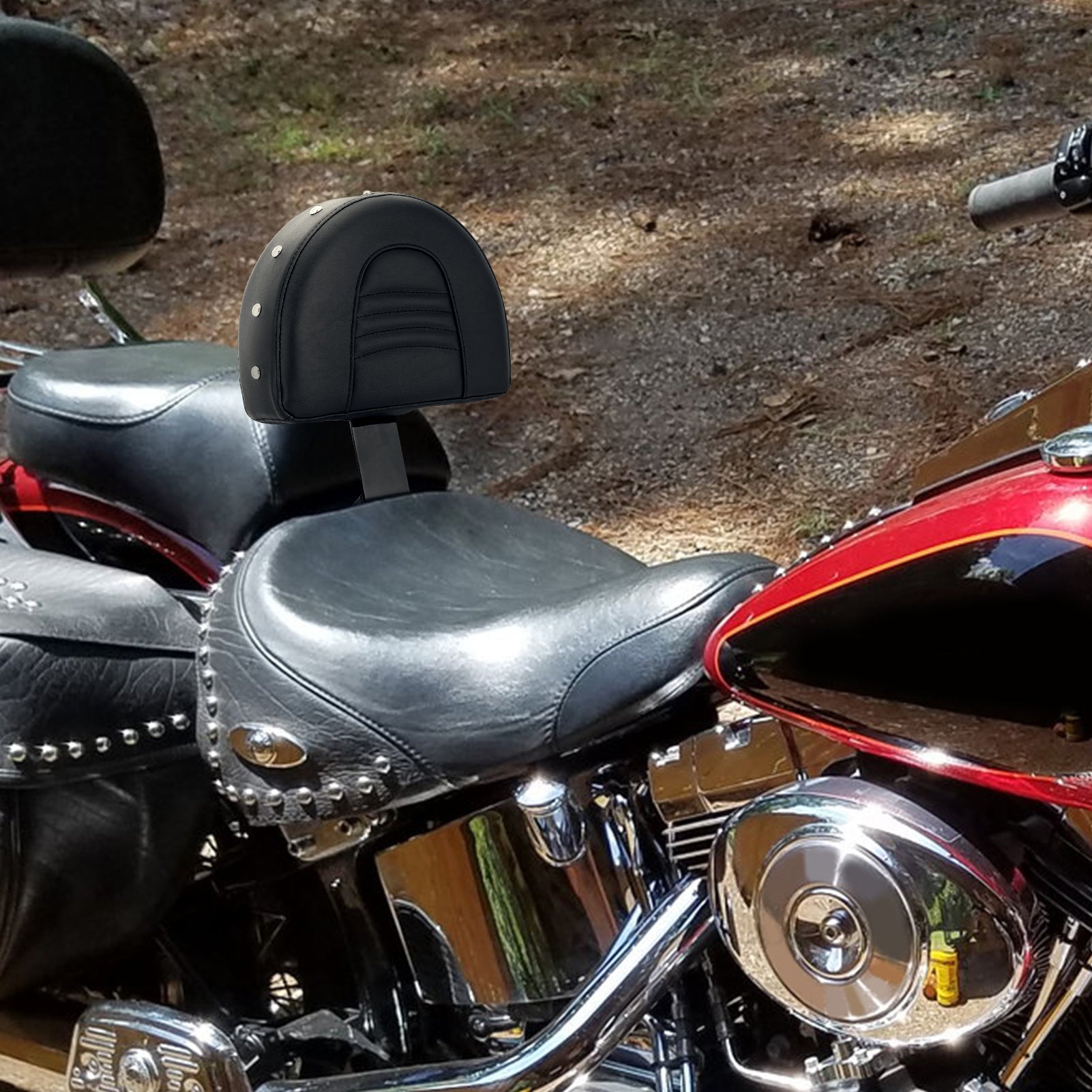 Pu Leather & Steel Driver Backrest Mount Kit Fit for 1993 - 2006 Harley Heritage Softail w/ Stock Seats - Mofun - 90301011